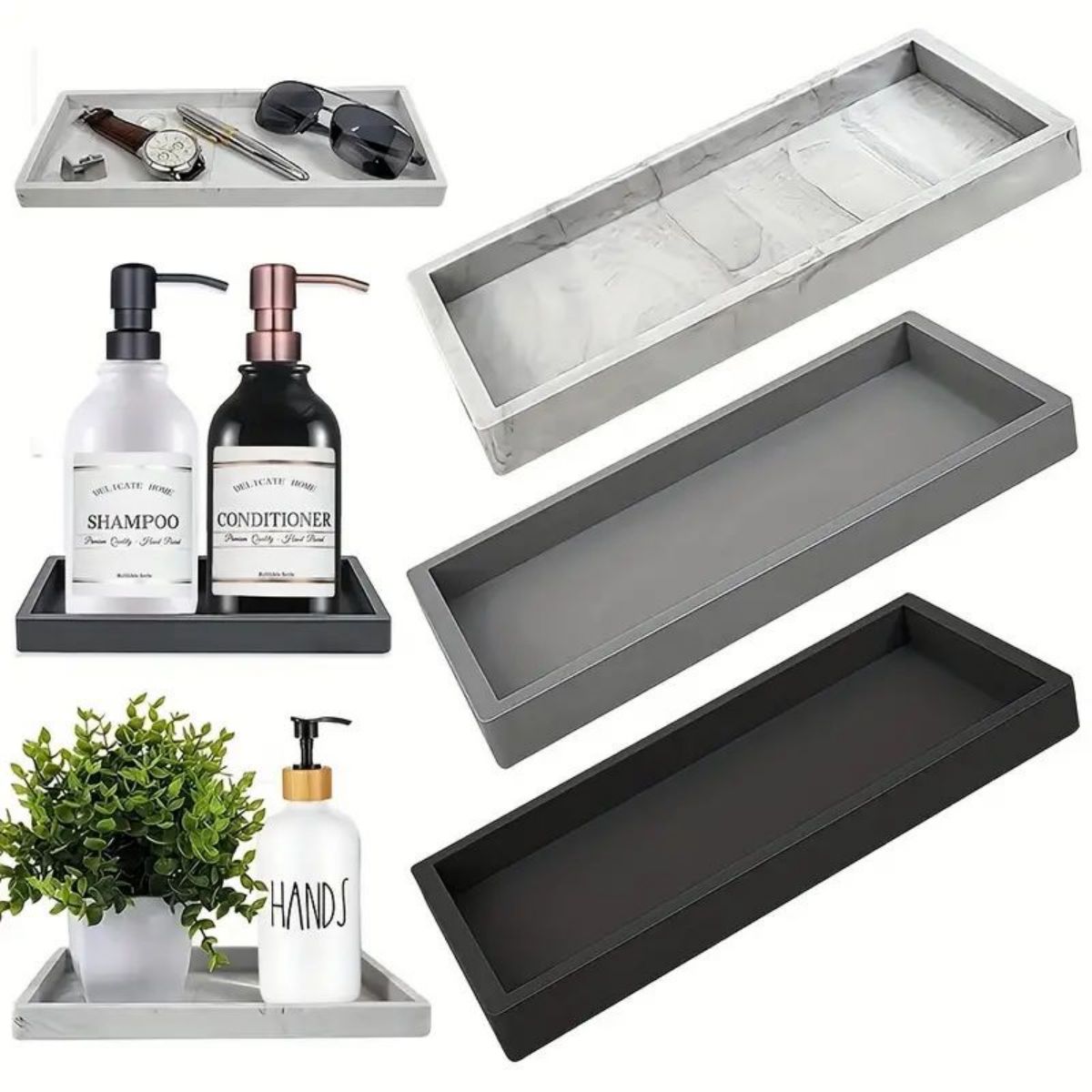 Office Tech Accessories - Multi-Purpose Silicone Desk Tray, Bathroom/Office Desktop