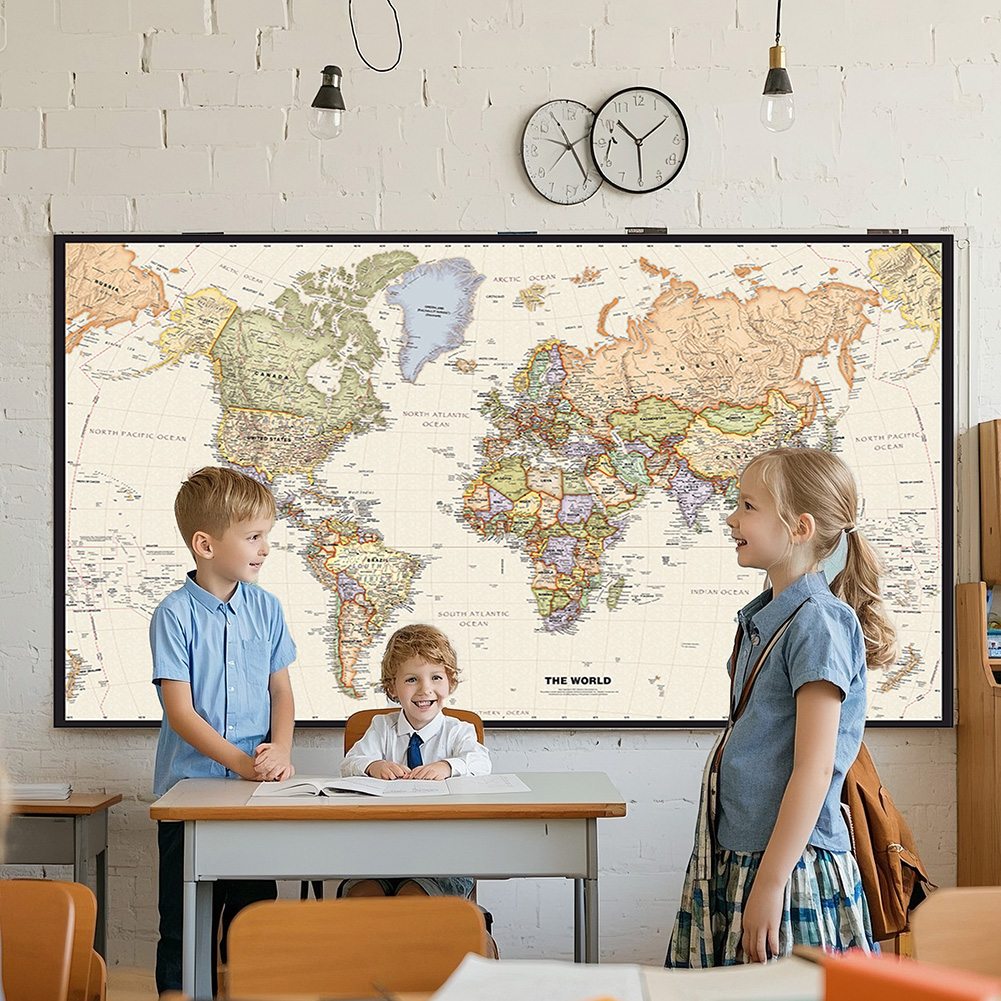 Office Tech Background - 150x225cm Retro World Map Photography Background