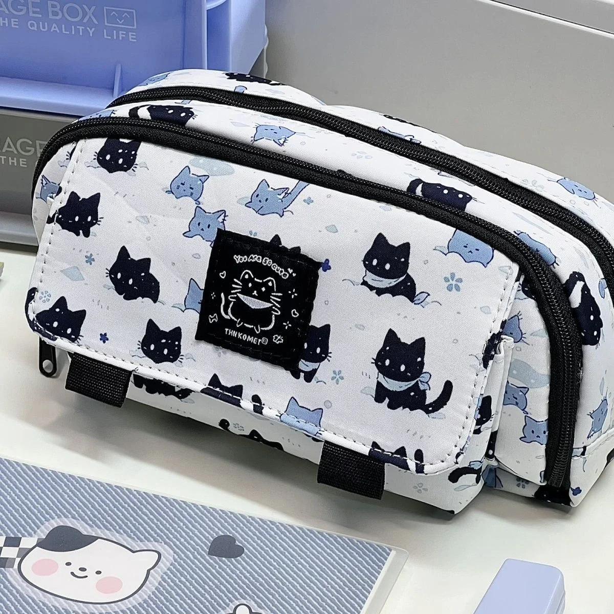 Cute Cat Pencil Case Large Cap - Office Tech Accessories 评论和价格