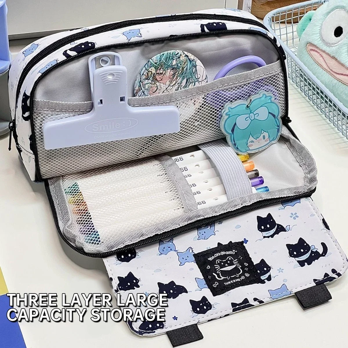 Cute Cat Pencil Case Large Cap - Office Tech Accessories 评论和价格