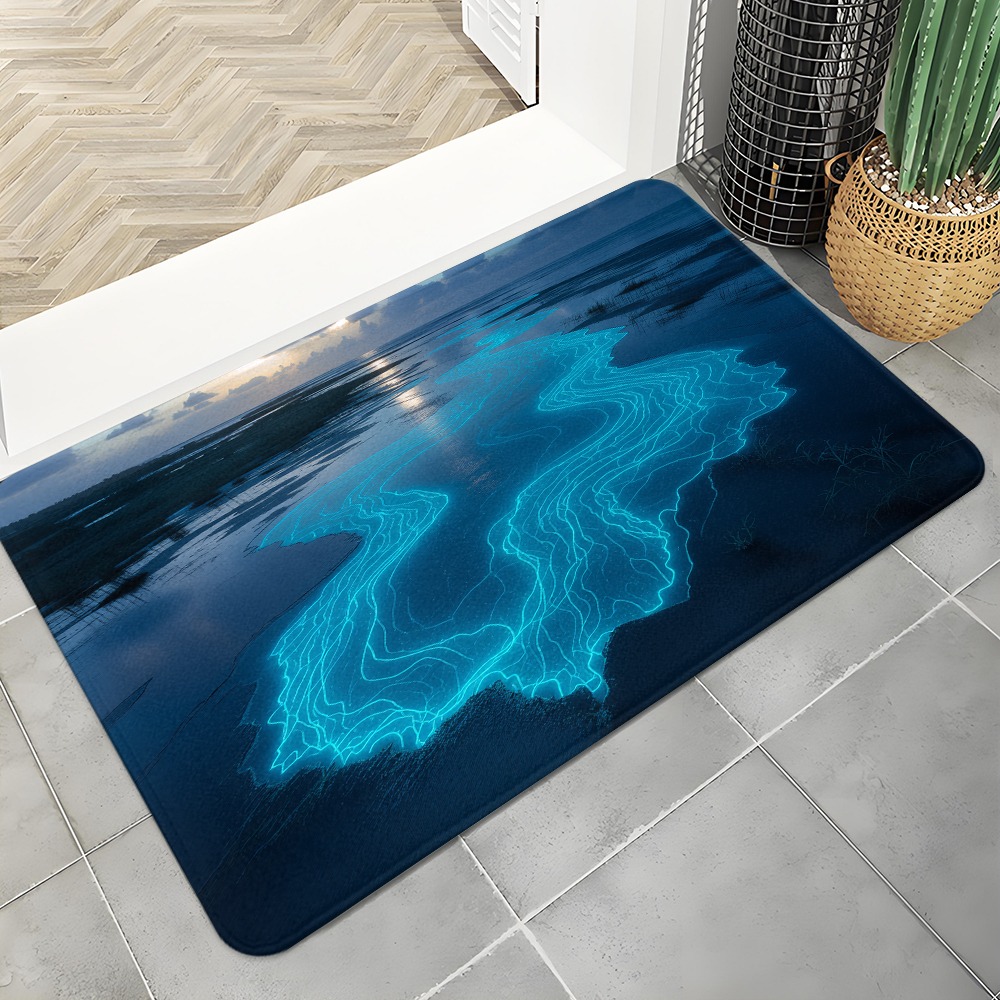 Abstract Topo Doormat Neon Blu - Office Tech Background 评论和价格