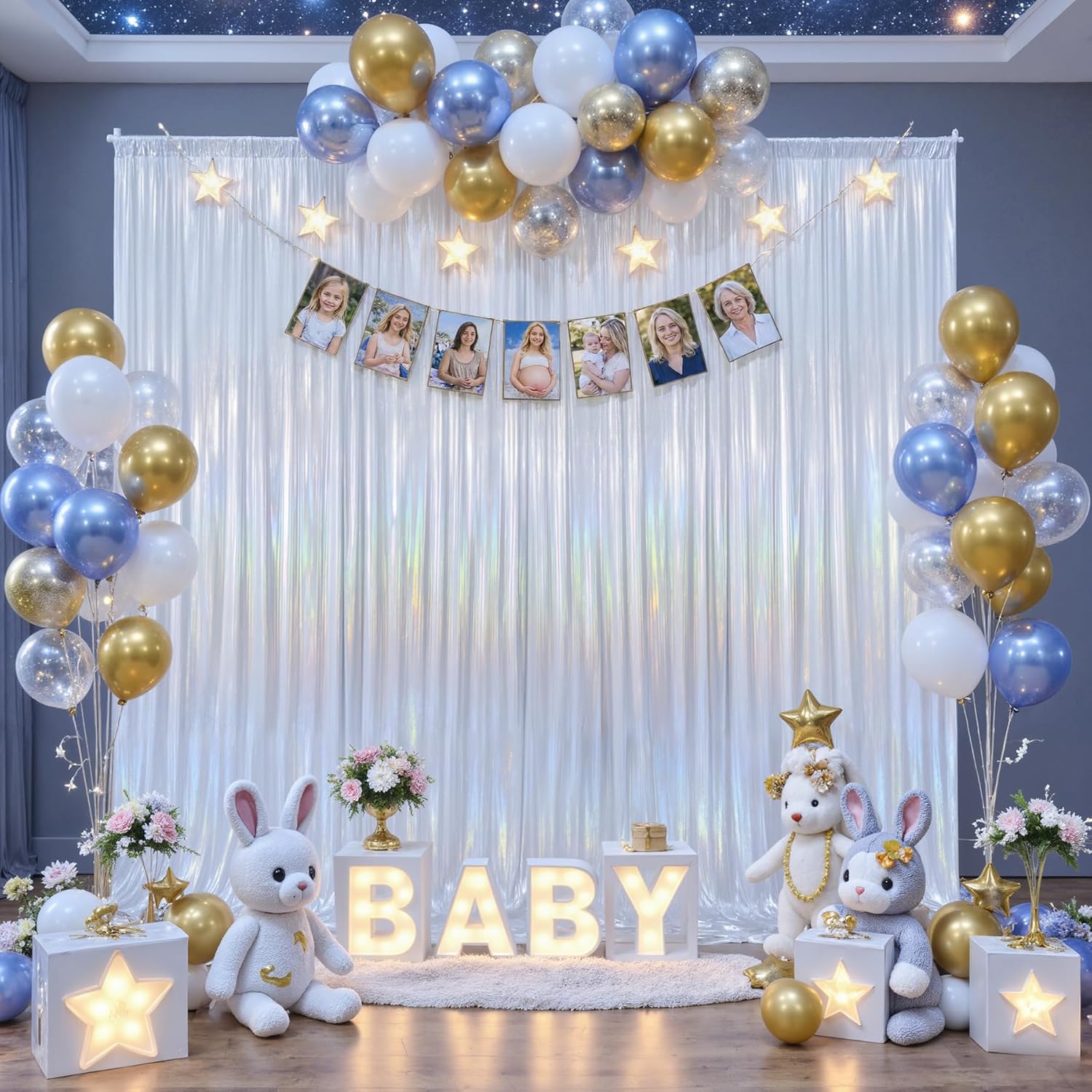 Shimmer Laser Backdrop Curtain - Office Tech Background 评论和价格