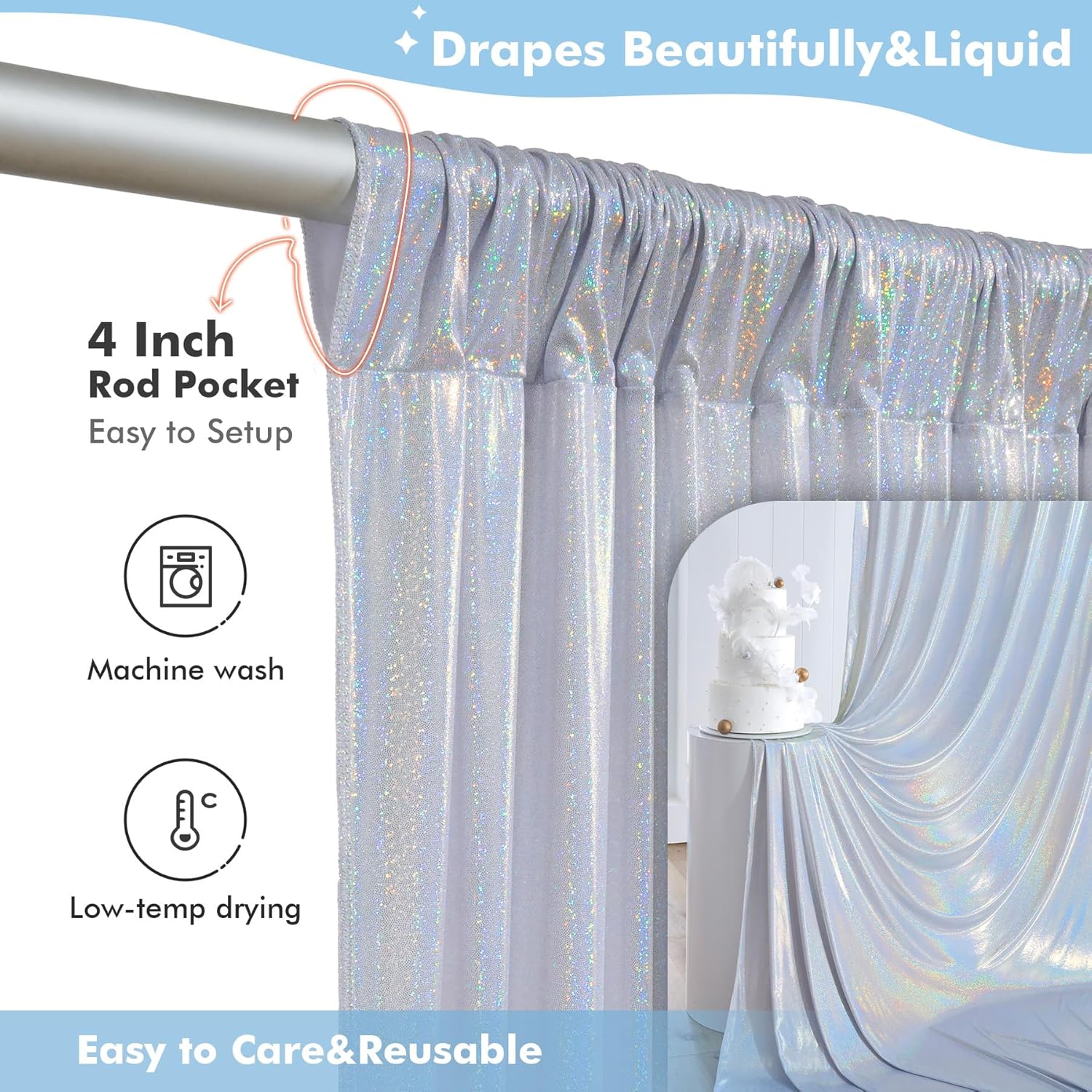Shimmer Laser Backdrop Curtain - Office Tech Background 评论和价格