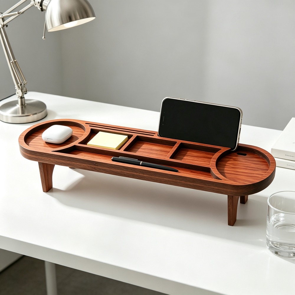 Wooden Desk Organizer with Pho - Office Tech Accessories 评论和价格