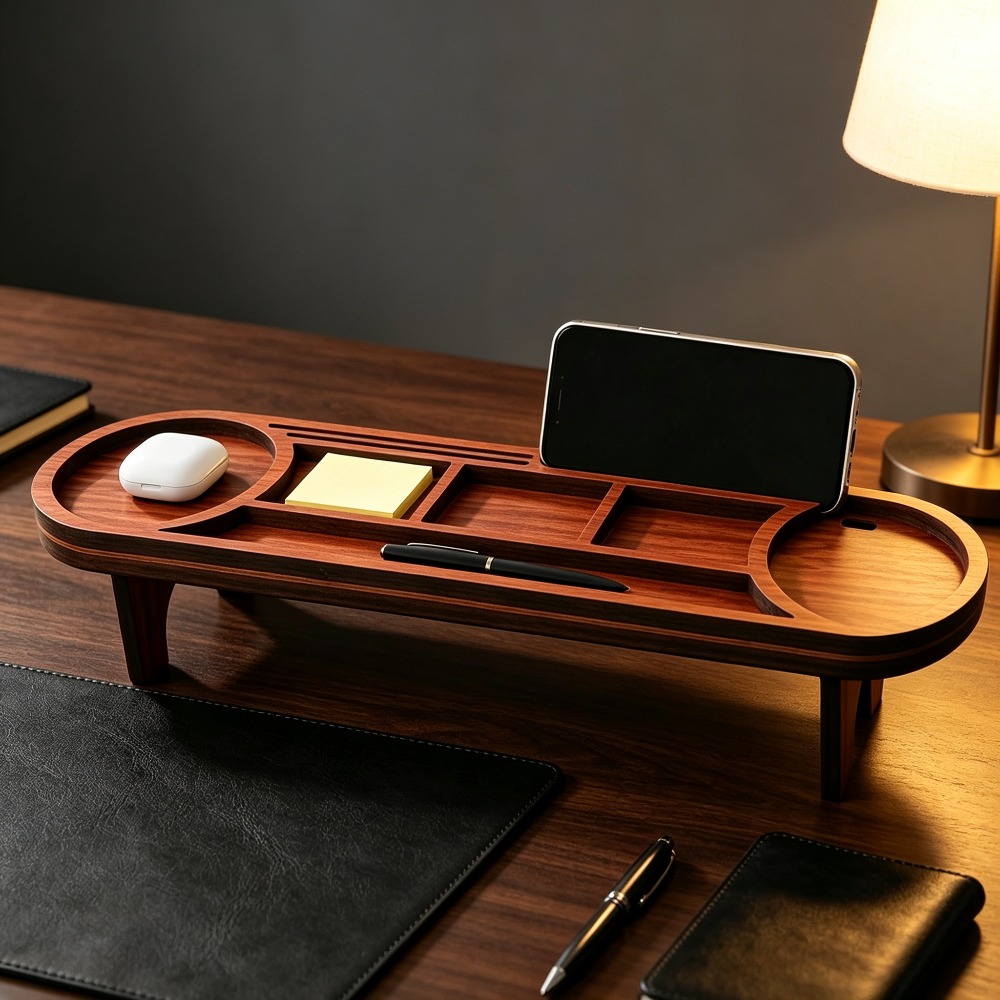 Wooden Desk Organizer with Pho - Office Tech Accessories 评论和价格